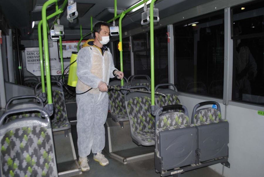 Otobüsler dezenfekte edildi