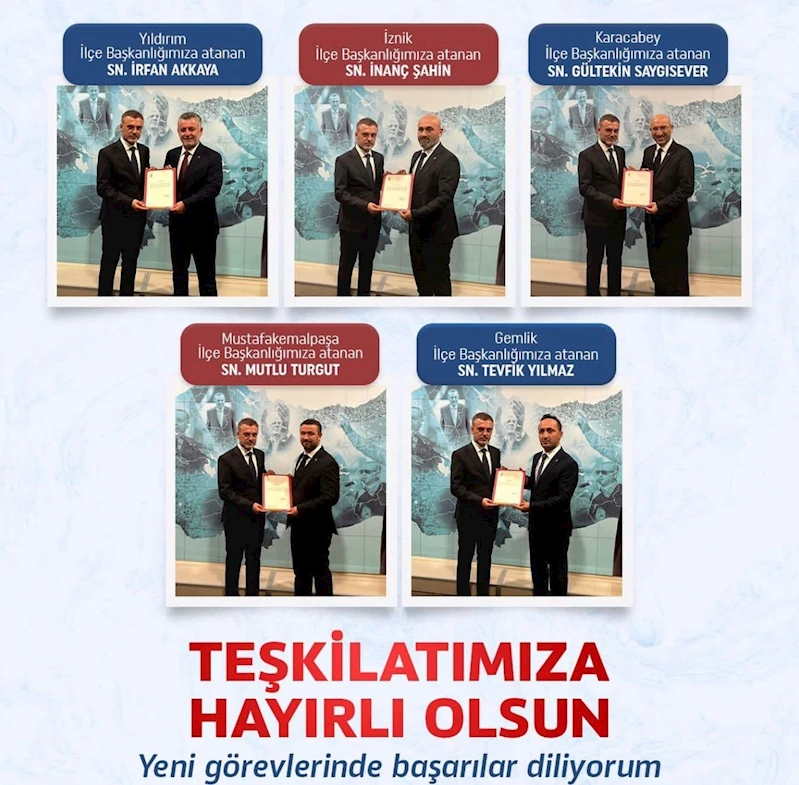 Bursa’da Ak Parti’nin yeni ilçe başkanları mazbatalarını aldı
