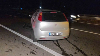 Orhangazi'de Otomobil Bariyerlere Çarptı Sürücü Yaralandı